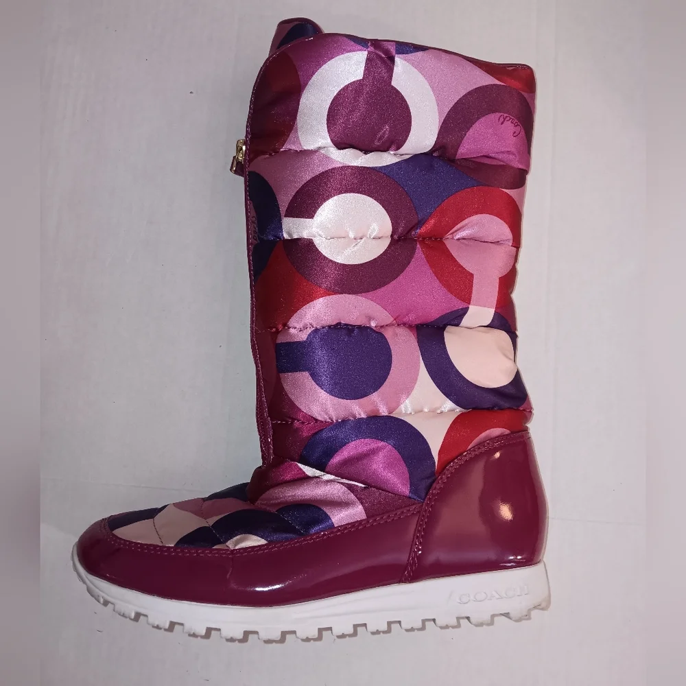 Coach Women's Puffy Winter Boots Pink Purple Red Jolt size 7 B